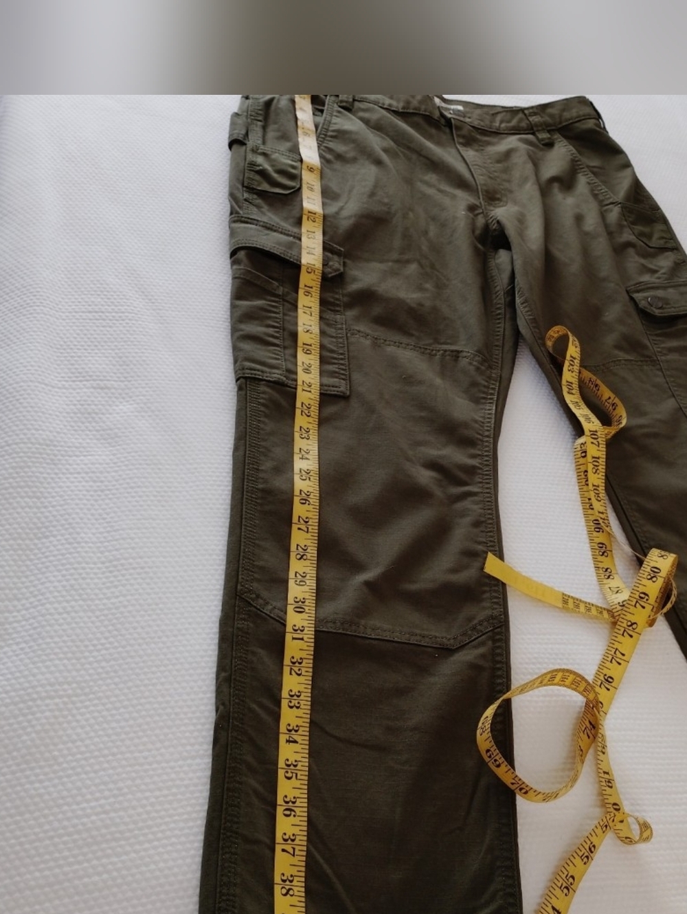 Carhartt Rugged Flex Relaxed Fit Ripstop Cargo Fleece-Lined Work Pant Green . - Picture 5 of 8